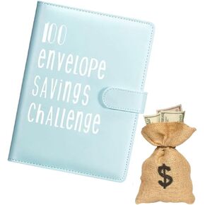 Flownwing 100 envelopes money saving challenge Envelope Savings Challenge Budget Binder Book with Cash Envelopes - Money Saving Binder for Finance Planner and Savings Challenges (Black)