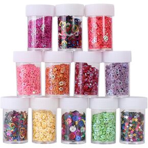 12Pots DIY Handmade Sequin Paper Multi-Shape，PVC Sequin，for Scrapbooking, Parties, Nail Art, DIY Projects, Festival Face Art, Cosmetics, Crafts