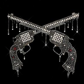 Silver Guns Iron-on Rhinestone Design