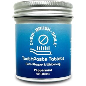 Chew Brush Smile Toothpaste Tablets 60 Count, Peppermint