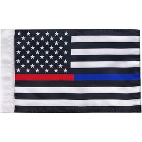 7x10 inch Motorcycle American Flag,Mini Patriotic Flag for Motorcycles,Thin Blue Red Line Motorcycle Flag in Double Sided & Double Stitched
