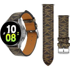 Leather Bands Compatible with Samsung Galaxy Watch 6/5/4 40mm 44mm/6 Classic 43mm 47mm/4 Classic 42mm 46mm, 20mm Luxury Retro Leather Straps for Galaxy Watch 5 Pro 45mm/Active 2/3 41mm Women Men