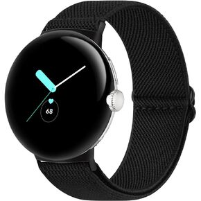 Stretchy Nylon Solo Loop Band Compatible with Google Pixel Watch Band for Women Men, Adjustable Soft Elastic Braided Straps Sport Replacement Wristbands for Google Pixel Watch Bands
