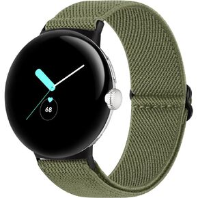 سوار بحلقة منفردة من النايلون قابل للتمدد متوافق مع سوار ساعة Google Pixel للنساء والرجال، أشرطة مضفرة مرنة ناعمة قابلة للتعديل وأساور معصم بديلة لساعات Google Pixel