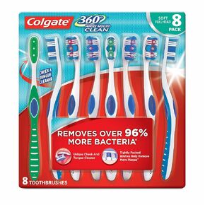 Colgate 360 Toothbrush with Tongue and Cheek Cleaner - Soft (8 Pack) in Saudi Arabia