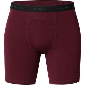ACUSHLA Merino Wool Boxer Briefs for Men - Breathable Soft Odor Control Base Layer Underwear Long-leg and Trunk Underpants