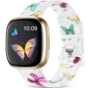 GEAK حزام شفاف متوافق مع Fitbit Versa 3 Bands/Fitbit Versa 4 Bands/Fitbit Sense/Sense 2 Bands للنساء والرجال، حزام أنيق مطبوع بنمط ناعم لا يبهت لساعة Fitbit الذكية الصغيرة والكبيرة in Kuwait