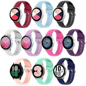 HSWAI 10 Pack Compatible with Samsung Galaxy Active 2 Watch Bands, Galaxy Watch 7/6/5/4/FE Band 40mm 44mm, Galaxy Watch 5 Pro Band 45mm, 20mm Soft Silicone Sport Strap for Women Men