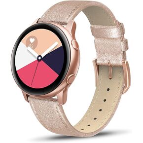 Compatible for Samsung Galaxy Watch 5 Band 40mm 44mm / Galaxy Watch 5 Pro Band 45mm / Galaxy Watch 4 Band, 20mm Slim Thin Genuine Leather Replacement Bands for Galaxy Watch 4 Classic Women Men