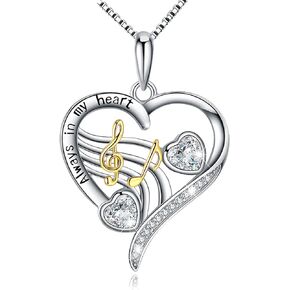 Music Necklaces S925 Sterling Silver Ballet Shoe Necklace I Love You to the Moon and Back Love Heart Pendant Necklace Musical Jewelry Gift on Birthday for Women Mother Wife Nana