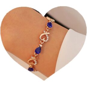 Blue Crystal Bracelet Wedding Bridal Bracelet Brides Bridesmaids Classic Teardrop Bracelet for Women and Teen Girls