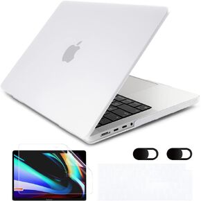 حافظة MEEgoodo لجهاز M3 MacBook Pro مقاس 14 بوصة إصدار 2023 2021 A2779 A2442 M2 M1 Pro/Max مع معرف اللمس، حافظة صلبة مع غطاء لوحة مفاتيح وواقي شاشة متوافق مع MacBook Pro M2، شفاف غير لامع in Kuwait