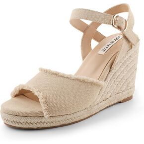 JOY IN LOVE Platform Wedge Sandals for Women 4IN Espadrille Wedge Heels Ankle Strap Sandals