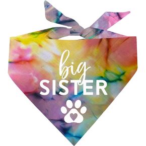 Big Sister with Heart Paw Baby Announcement Dog Bandana (Royal Scrunch, OS86)