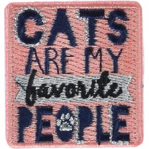 Simplicity 19320100062 Cats are My Favorite People Iron On Applique Patch for Clothes, Backpacks, and Accessories, 1.5" W x 1.75" L