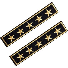Embroidered Iron-on Stars Epaulet Patches, 2PCS US Flag Stars Shoulder Strap Iron On/Sew On Patches Applique DIY Craft Accessories for Clothes Jacket Jeans Dress Backpacks