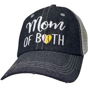 Cocomo Soul Womens Mom of Both Hat | Baseball Hat | Softball Mom Hat | Ball MOM Hat Cap 414 Dark Grey