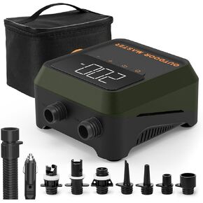 OutdoorMaster 20PSI High Pressure SUP Air Pump, The Cachalot 2 Mini Paddle Board Pump, Intelligent Dual Stage Inflation & Auto-Off, Deflation Function, 12V DC Car Connector for Inflatable SUP Boards
