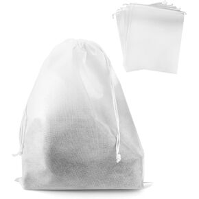 QWORK Drawstring Dust Covers, 12 Pcs Breathable Non-woven Fabric Large Cloth Storage Pouch String Bag for Handbags Purses Shoes