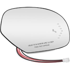 Driver Left Side Heated Rear View Mirror Glass Fit for Cadillac Escalade ESV Chevrolet Tahoe Suburban 1500 2500 GMC Yukon XL 1500 2500 2009-2014, with Blind Spot Detection & Turn Signal Lamp