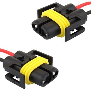 Pack-2 H11 Socket Wire Harness Connectors, Waterproof Fog Light Harness Plug, Multi-Purpose Pigtail Adapter Plug, for Fog Light High Low Beam Bulb Replace Auto Accessories (Black)