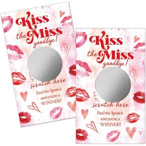 Haizct 50 Pack Kiss The Miss Goodbye Scratch Off Game, Lipstick Scratch Cards for Bachelor Party Games, Country Wedding, Bridal Shower, Bridal Lottery Tickets, Wedding Shower Ideas, Baby Shower