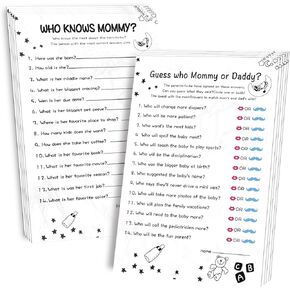 Baby Shower Games-2 Games(50 of Each),Who Knows Mommy Best&Guess Who Mommy or Daddy,Double-Sided,Fun,Hilarious and Easy to Play