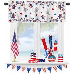 ALAGEO Easter Valances for Windows Bunny Gnome Eggs Kitchen Curtain Valances Rod Pocket Butterfly Flowers Tree Branch Window Treatment Short Topper Curtains for Easter Da and Spring 42x12 Inch