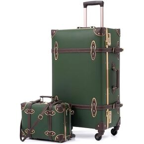 urecity vintage suitcase set for women, vintage luggage sets for women 2 piece, cute designer trunk luggage, retro suit case (Rose White, 26"+12") in Saudi Arabia