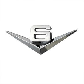 OnlyYou.X V6 Emblem V6 Badge V6 Decal V6 Sticker for Pickup and Car 1 Piece Metal Chrome