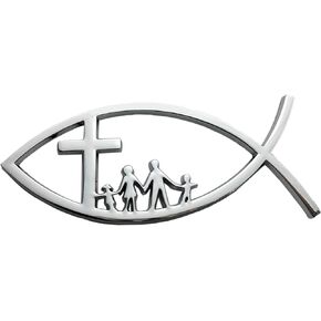 OnlyYou.X Cross Fish Emblem Cross Fish Peoples Badge Christian Fish Symbol Decal Cross Fish Peoples Sticker for Universal Car and Motocycle 1 Piece Metal Black