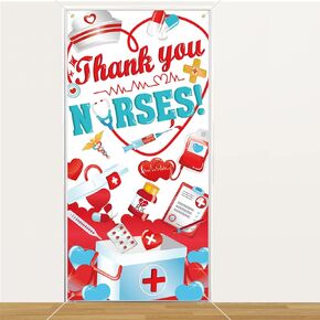 HOWAF Nurse Appreciation Week Banner Decorations,Thank You Nurse Door Banner, Large Fabric Banner for Nurses Week, Nurses Day, RN Graduation Party Decorations, Nursing Graduate Celebration