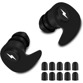 Noise Cancelling Ear Plugs - Super Soft, Reusable Silicone Ear Plugs - Perfect for Sleep, Work, Study, Swimming, Flights(Black)