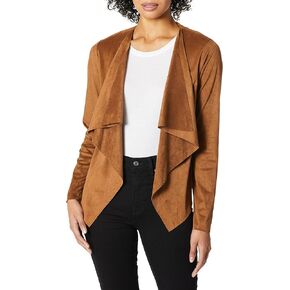 Women's Long Sleeve Cardigan, Faux Suede, Chic Look, Drape Front