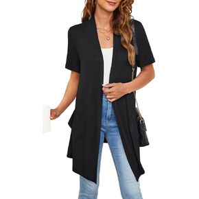 Long Sleeve Cardigan for Women with Pockets Casual Drape Open Front Lightweight Fall Sweater Cardigans High Low Hem