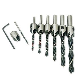 7pcs HSS Countersink Drill Bits Set Woodworking Reamer Chamfer Tool, 3-10mm Pre-Drill Counterbore Drill Bits Made for Screw