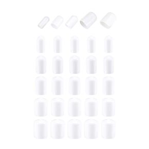DMiotech 50 Pack 1/4" 3/8" 1/2" 5/8" 3/4" ID White Screw Thread Protectors Rubber End Caps Bolt Covers for Screw Bolt Furniture Pipe
