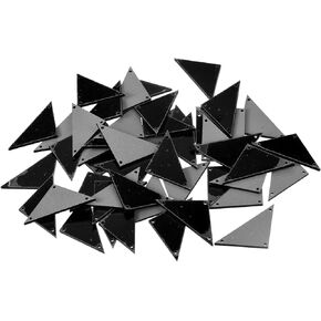 MECCANIXITY 50pcs Sew on Acrylic Irregular Mirror Piece Flat Back DIY Mirrored Rhinestones Mirror Beads for Evening Dresses Cloth Garment Black 33x16mm