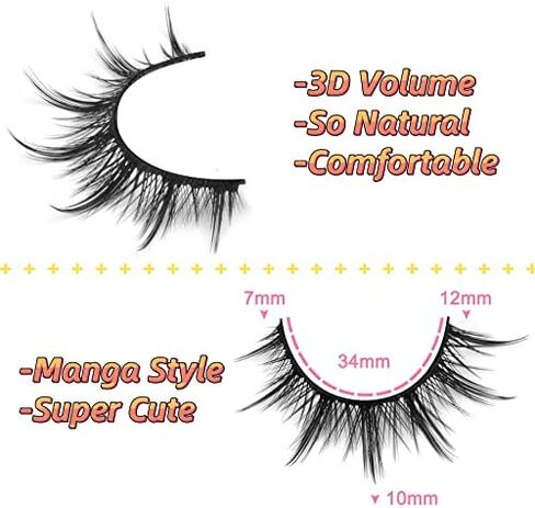 رموش مانغا ذات مظهر طبيعي رموش صناعية رموش أنمي مينك Wispy Fluffy Spiky 3D Volume Eyelashes Pack رموش كورية يابانية آسيوية كوسبلاي تبدو وكأنها مجموعة فردية 7 أزواج من EYDEVRO in Saudi Arabia