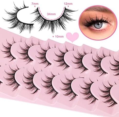 رموش مانغا ذات مظهر طبيعي رموش صناعية رموش أنمي مينك Wispy Fluffy Spiky 3D Volume Eyelashes Pack رموش كورية يابانية آسيوية كوسبلاي تبدو وكأنها مجموعة فردية 7 أزواج من EYDEVRO in Saudi Arabia