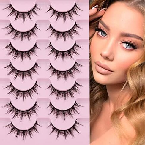 رموش مانغا ذات مظهر طبيعي رموش صناعية رموش أنمي مينك Wispy Fluffy Spiky 3D Volume Eyelashes Pack رموش كورية يابانية آسيوية كوسبلاي تبدو وكأنها مجموعة فردية 7 أزواج من EYDEVRO in Saudi Arabia