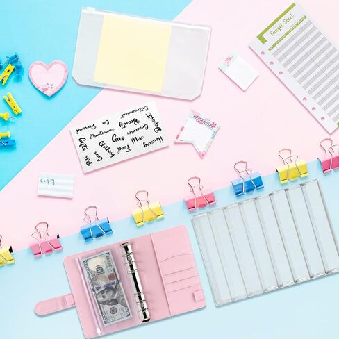 منظم أموال أكريليك A6 مجموعة مجلد الميزانية 8 أقسام منظم صينية الميزانية النقدية النقدية مع مجلد الميزانية وأظرف سحاب مقسم بلاستيكي مجموعة حامل تخزين الفواتير للمغلف النقدي in Kuwait