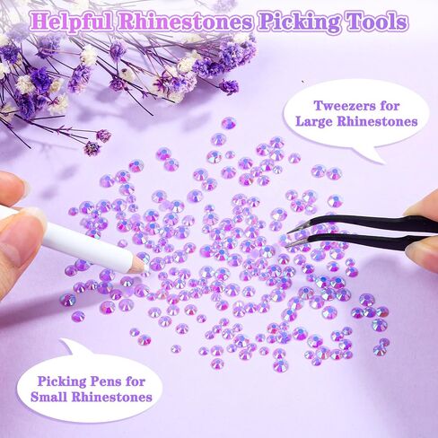 30000Pcs Rhinestones for Crafts with Tweezers and Picking Pens, 3mm 4mm 5mm Non-Hotfix Flatback Rhinestones Bling Kit, Green AB Resin Rhinestones for Clothing, Shoes, Tumblers, Nails, Makeup in Saudi Arabia