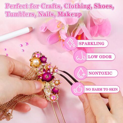 30000Pcs Rhinestones for Crafts with Tweezers and Picking Pens, 3mm 4mm 5mm Non-Hotfix Flatback Rhinestones Bling Kit, Green AB Resin Rhinestones for Clothing, Shoes, Tumblers, Nails, Makeup in Saudi Arabia