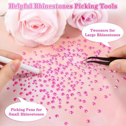 30000Pcs Rhinestones for Crafts with Tweezers and Picking Pens, 3mm 4mm 5mm Non-Hotfix Flatback Rhinestones Bling Kit, Green AB Resin Rhinestones for Clothing, Shoes, Tumblers, Nails, Makeup in Saudi Arabia