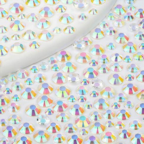 30000Pcs Rhinestones for Crafts with Tweezers and Picking Pens, 3mm 4mm 5mm Non-Hotfix Flatback Rhinestones Bling Kit, Green AB Resin Rhinestones for Clothing, Shoes, Tumblers, Nails, Makeup in Saudi Arabia