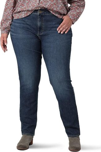Riders by Lee Indigo Women's Plus Size Midrise Straight Leg Jean, Iron Blue, 18W in Saudi Arabia