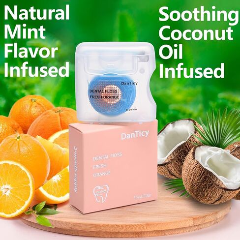 Coconut-Oil Infused Woven Dental Floss,Deep Clean Natural Vegetable Waxed Floss,Extra Wide Cleaning and Slides Smoothly & Easily,PFAS Free | Mint Flavored(33 Yds x 1 Unit) in Saudi Arabia