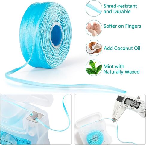 Coconut-Oil Infused Woven Dental Floss,Deep Clean Natural Vegetable Waxed Floss,Extra Wide Cleaning and Slides Smoothly & Easily,PFAS Free | Mint Flavored(33 Yds x 1 Unit) in Saudi Arabia