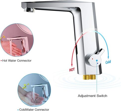 Touchless Sensor Faucets, Automatic Motion Smart Bathroom Wash Basin Sink Faucet, Single Handle Brass Faucets Suitable for Kitchen Bathroom Basin Hotel (Matte Black) in Saudi Arabia